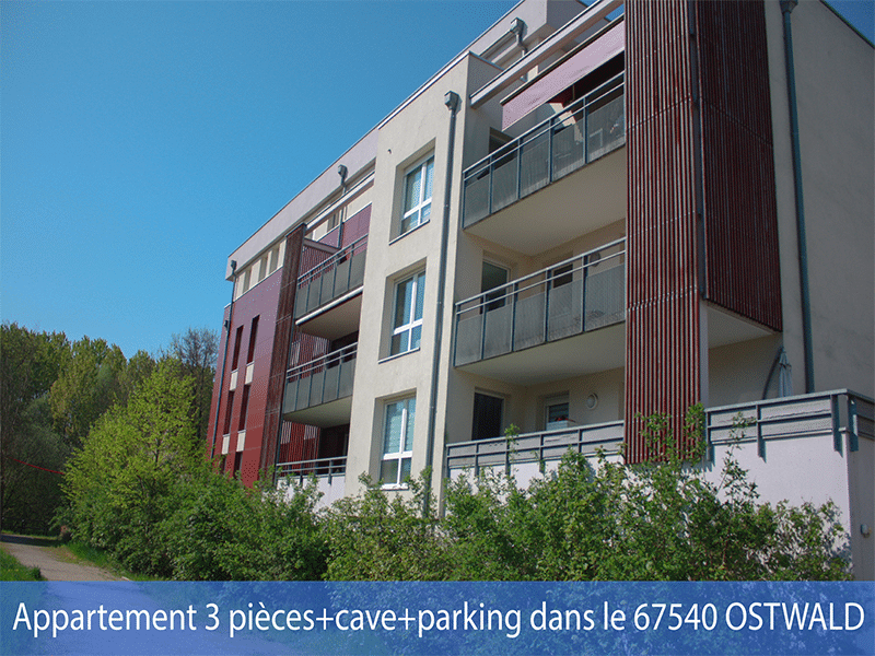 Appartement 3 pièces + cave + parking dans le 67540 OSTWALD